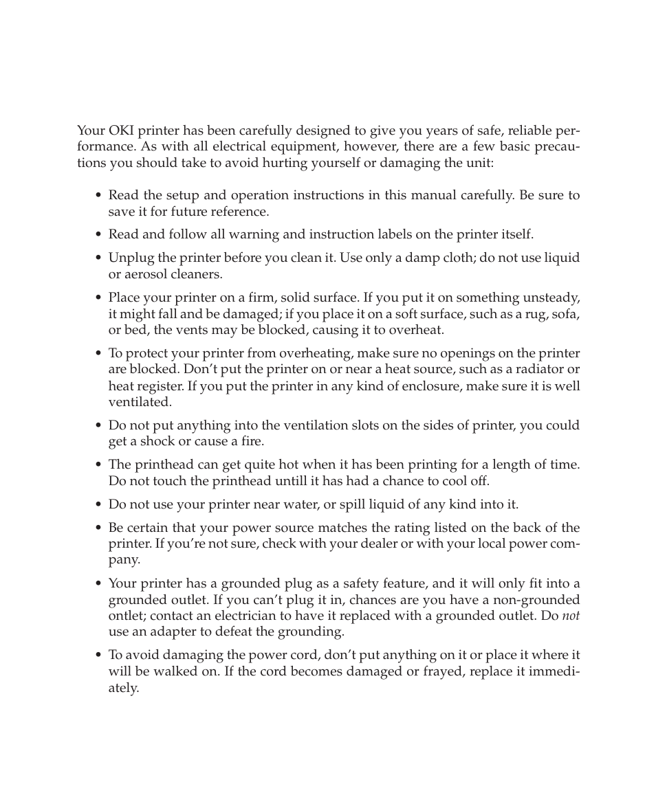 Important safety instructions | Oki 390 User Manual | Page 3 / 131