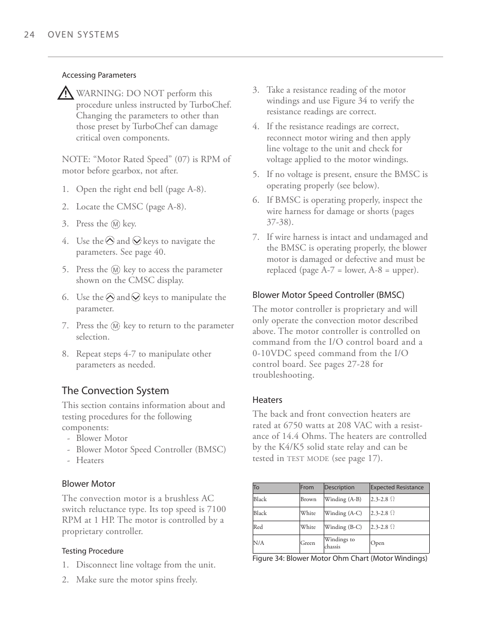 The convection system | TurboChef Technologies 2020 User Manual | Page 42 / 76