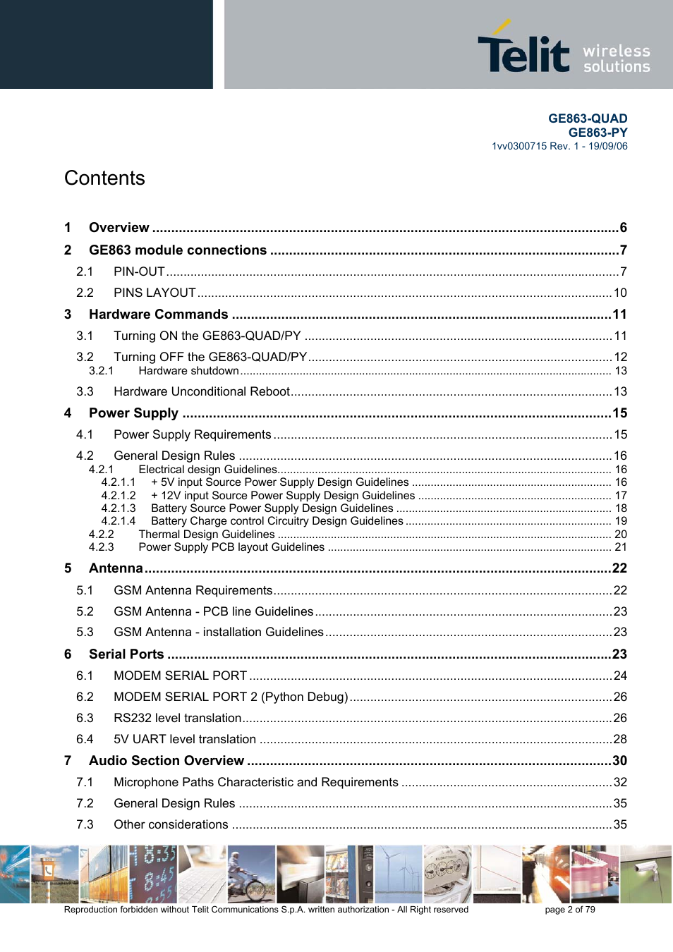 Telit Wireless Solutions GE863-QUAD User Manual | Page 2 / 79