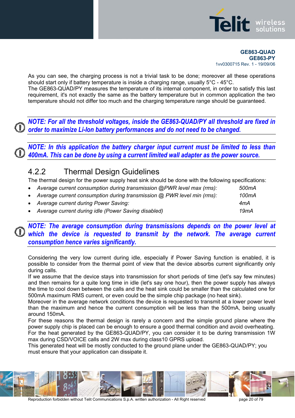 Thermal design guidelines, 2 thermal design guidelines | Telit Wireless Solutions GE863-QUAD User Manual | Page 20 / 79