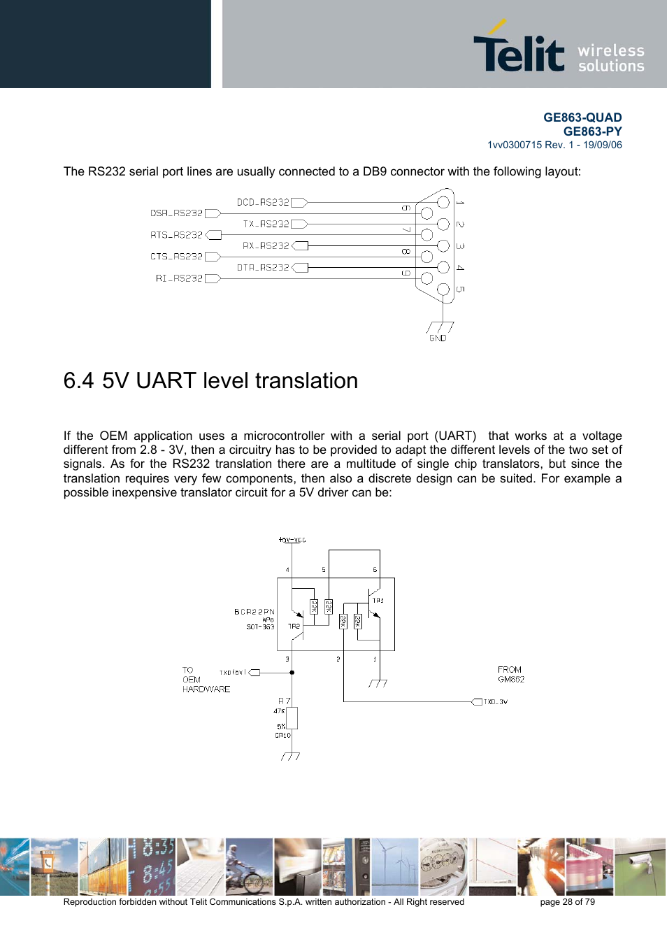 5v uart level translation, 4 5v uart level translation | Telit Wireless Solutions GE863-QUAD User Manual | Page 28 / 79