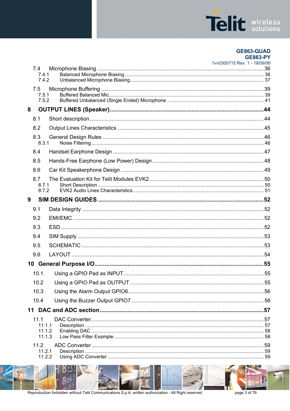 Telit Wireless Solutions GE863-QUAD User Manual | Page 3 / 79