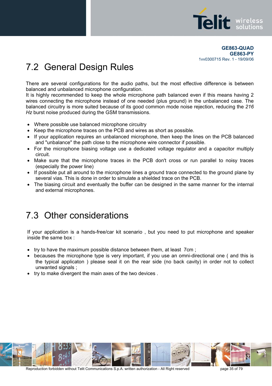 General design rules, Other considerations, 2 general design rules | 3 other considerations | Telit Wireless Solutions GE863-QUAD User Manual | Page 35 / 79