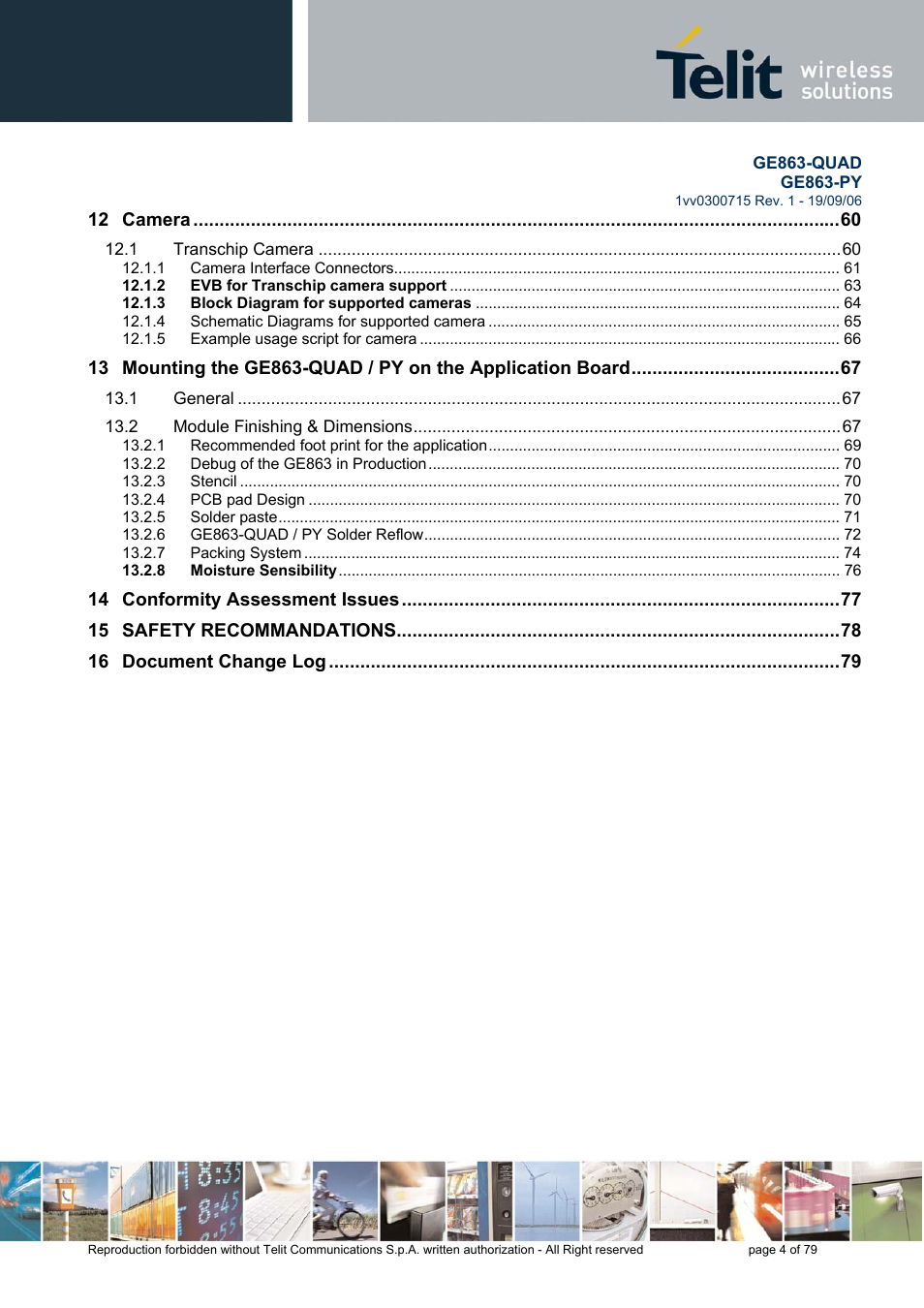Telit Wireless Solutions GE863-QUAD User Manual | Page 4 / 79