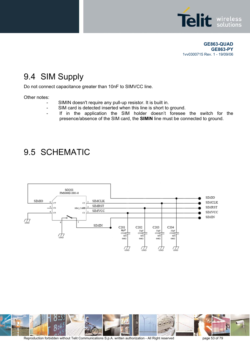 Sim supply, Schematic, 4 sim supply | 5 schematic | Telit Wireless Solutions GE863-QUAD User Manual | Page 53 / 79