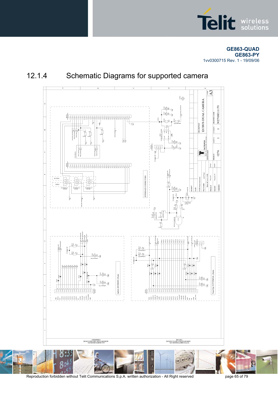 Schematic diagrams for supported camera, 4 schematic diagrams for supported camera | Telit Wireless Solutions GE863-QUAD User Manual | Page 65 / 79