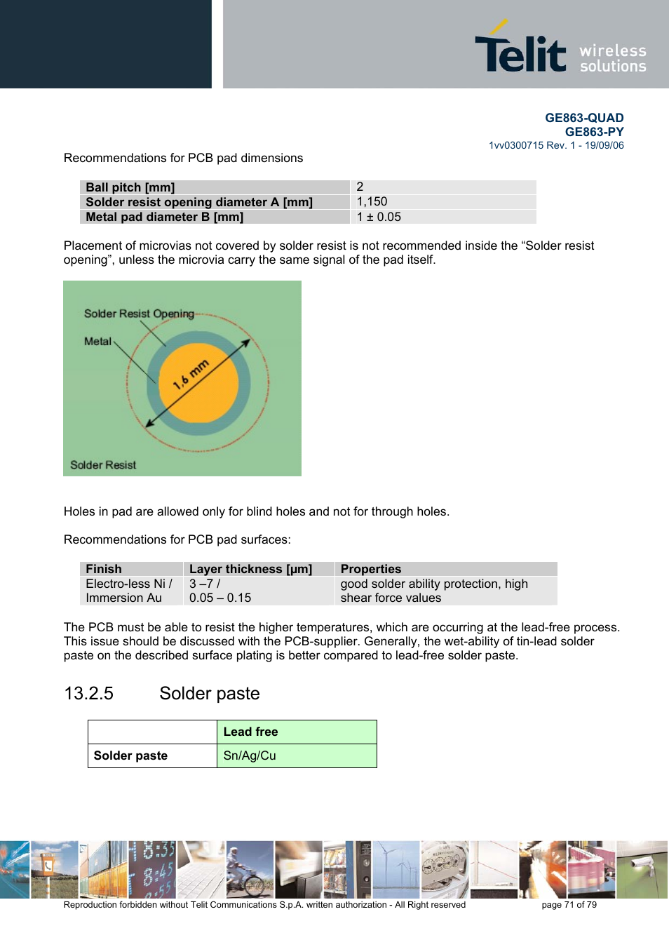 Solder paste, 5 solder paste | Telit Wireless Solutions GE863-QUAD User Manual | Page 71 / 79