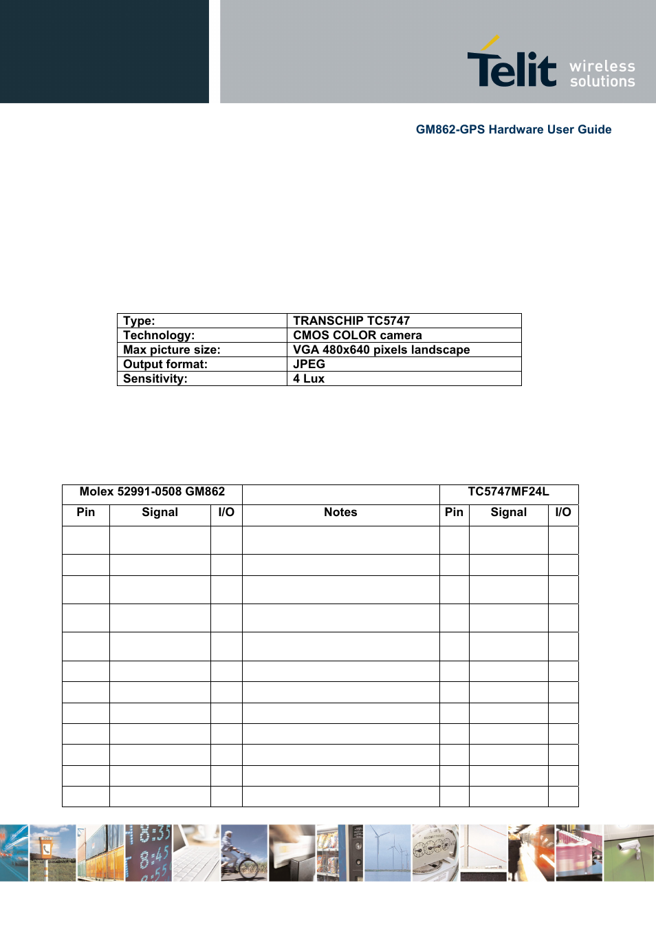 9 camera, 1 camera transchip, 1 camera interface connectors | Telit Wireless Solutions GM862-GPS User Manual | Page 48 / 55