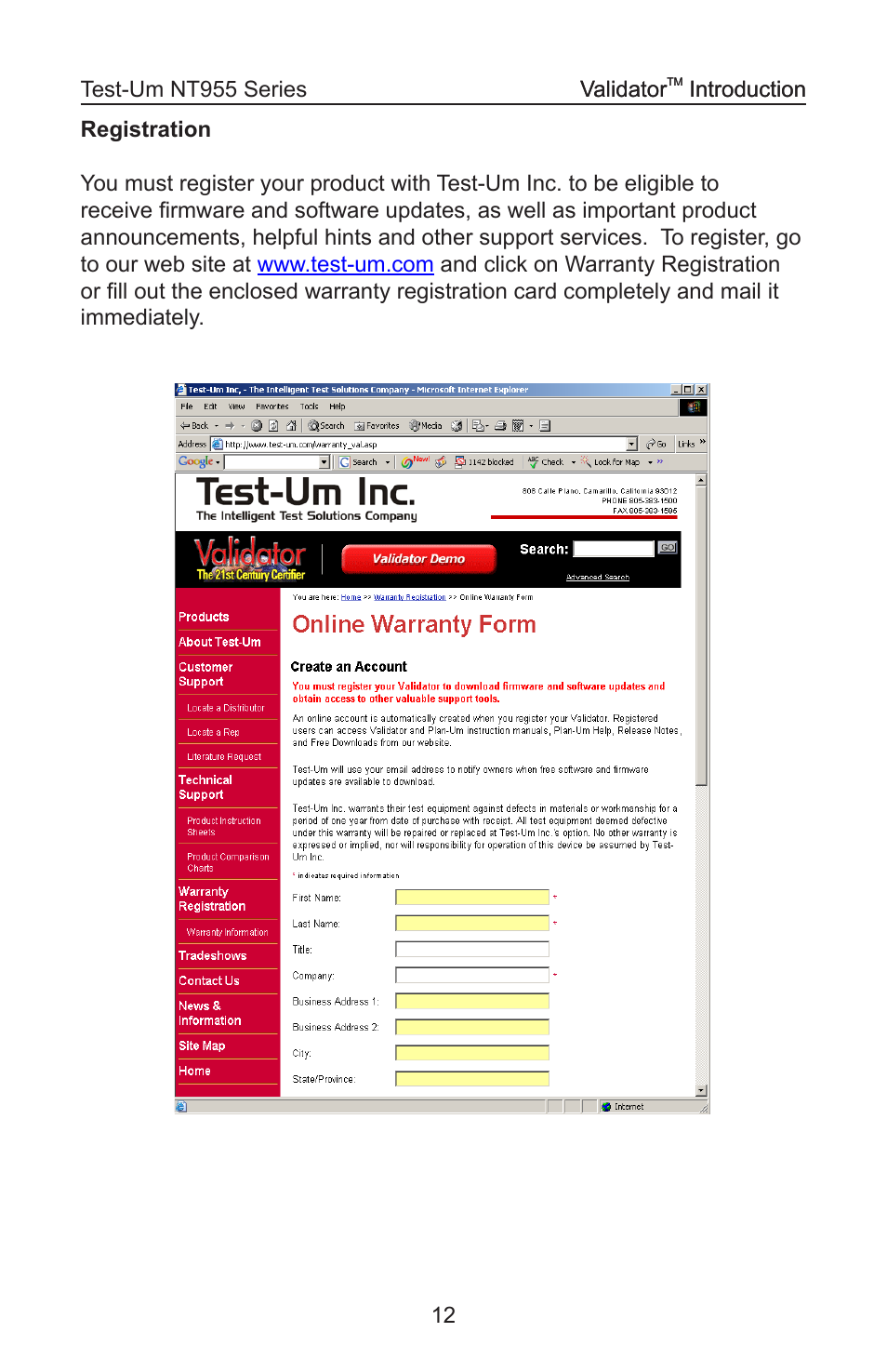 Test-Um VALIDATOR-NT NT955 User Manual | Page 13 / 97