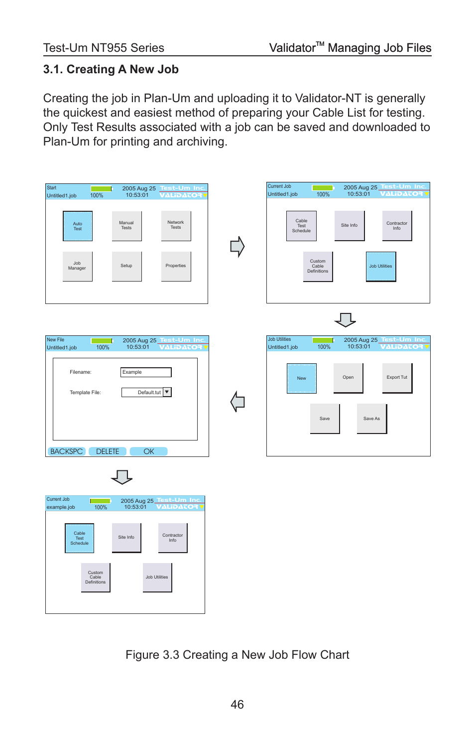 Managing job files validator, Managing job files | Test-Um VALIDATOR-NT NT955 User Manual | Page 47 / 97