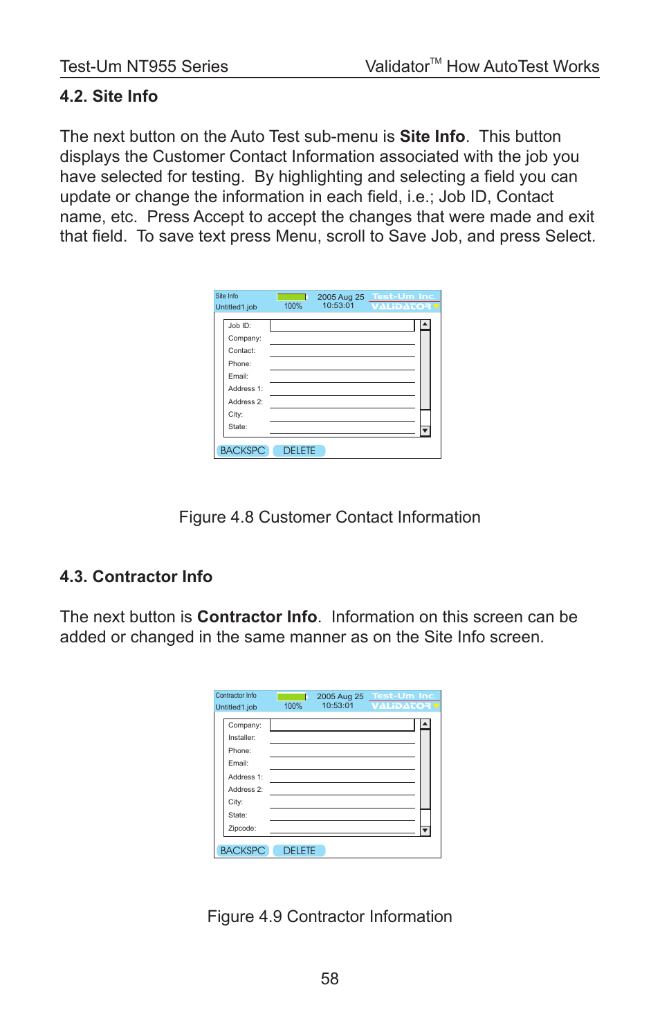 Figure 4.9 contractor information validator, How autotest works | Test-Um VALIDATOR-NT NT955 User Manual | Page 59 / 97