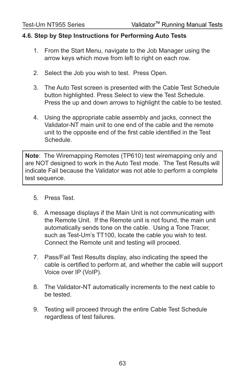 Test-Um VALIDATOR-NT NT955 User Manual | Page 64 / 97