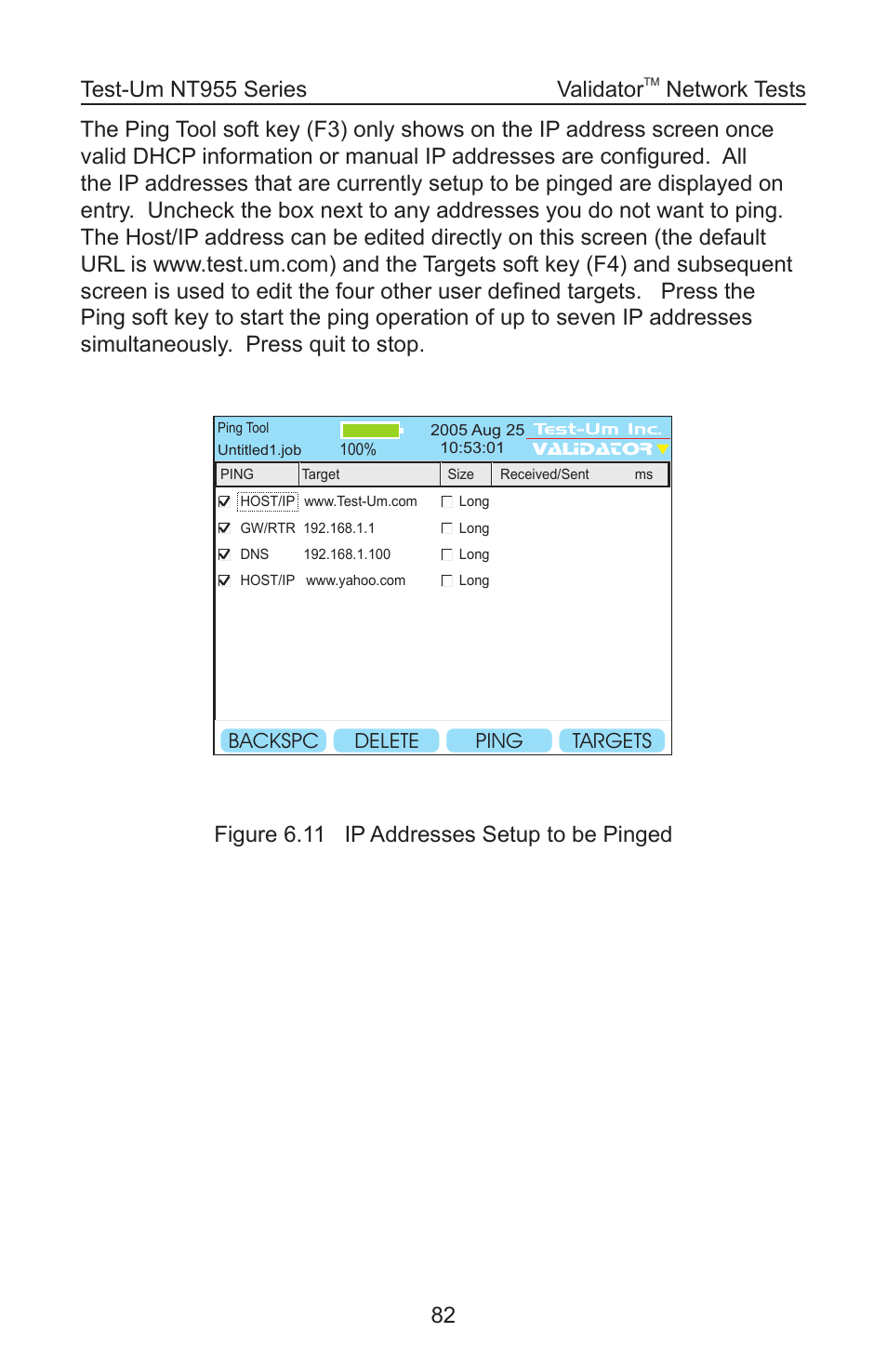 Network tests | Test-Um VALIDATOR-NT NT955 User Manual | Page 83 / 97