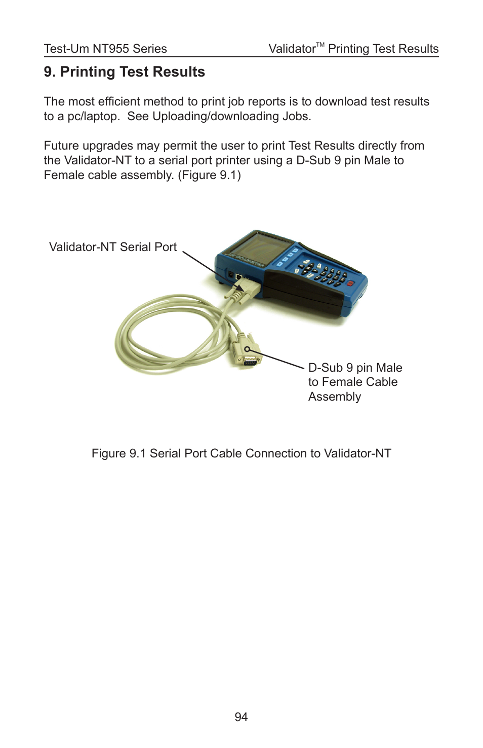 Printing test results | Test-Um VALIDATOR-NT NT955 User Manual | Page 95 / 97