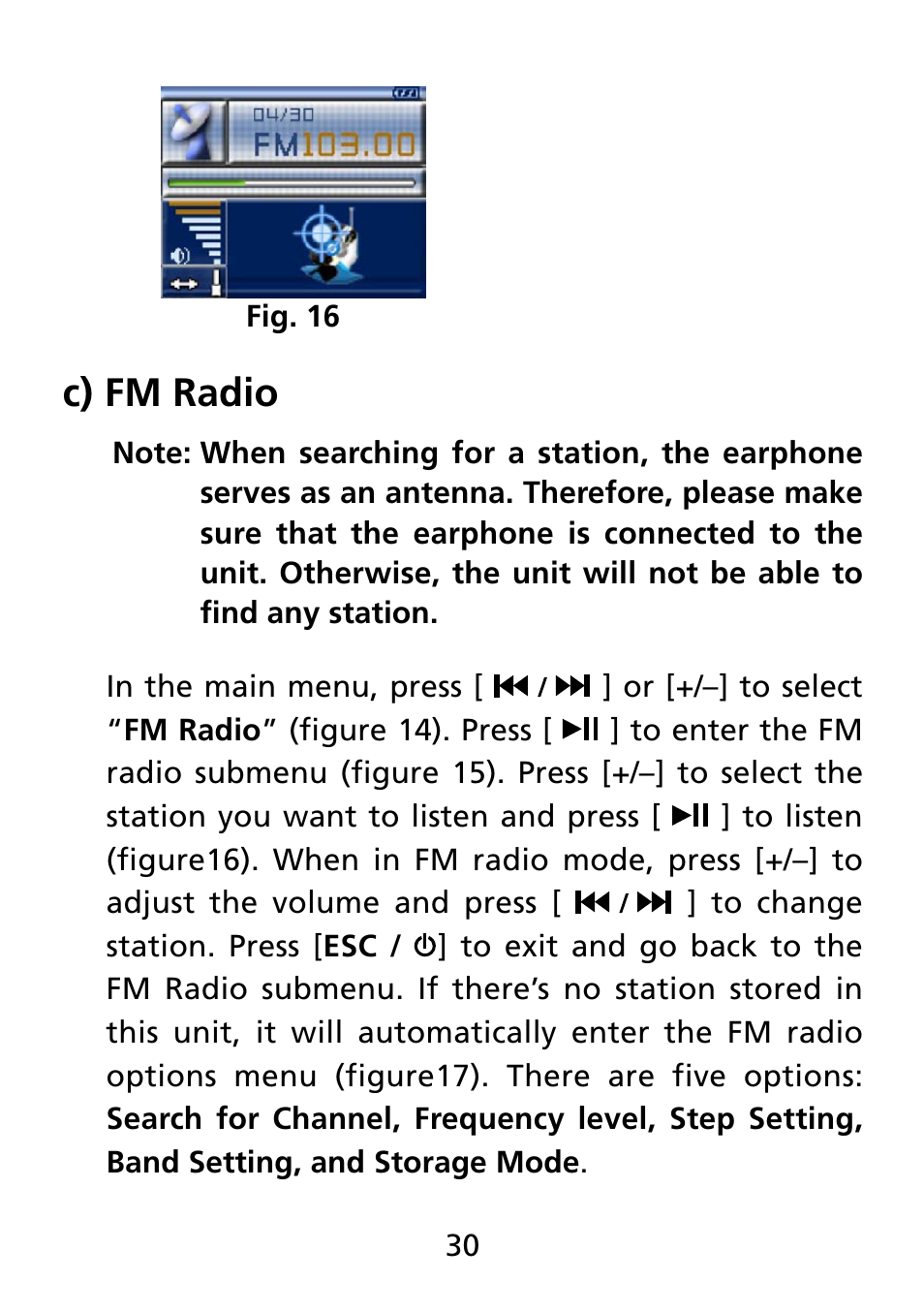 C) fm radio | Truly electronic Mftg MP313X User Manual | Page 30 / 63