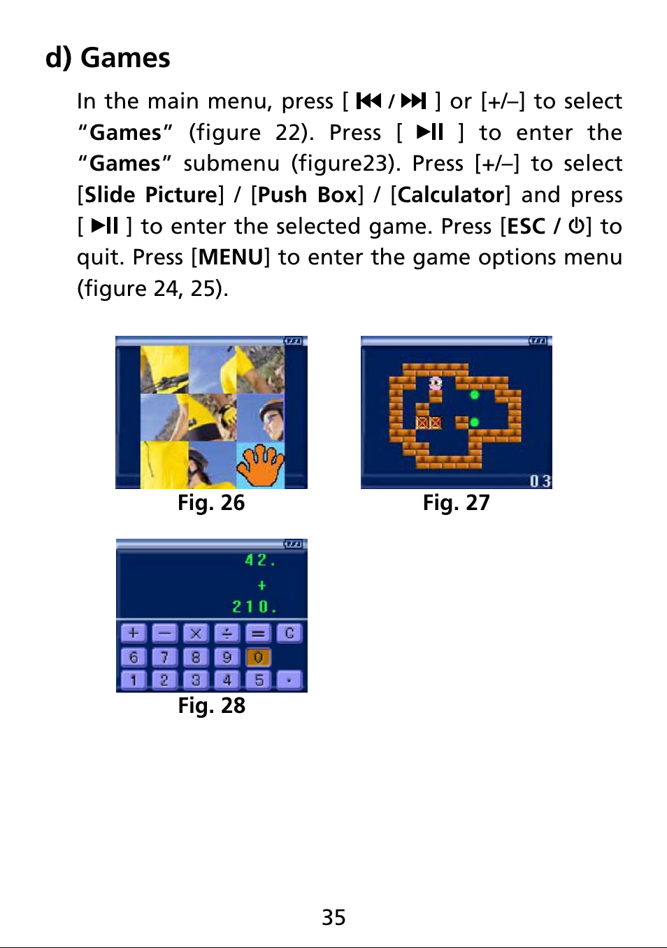 D) games | Truly electronic Mftg MP313X User Manual | Page 35 / 63