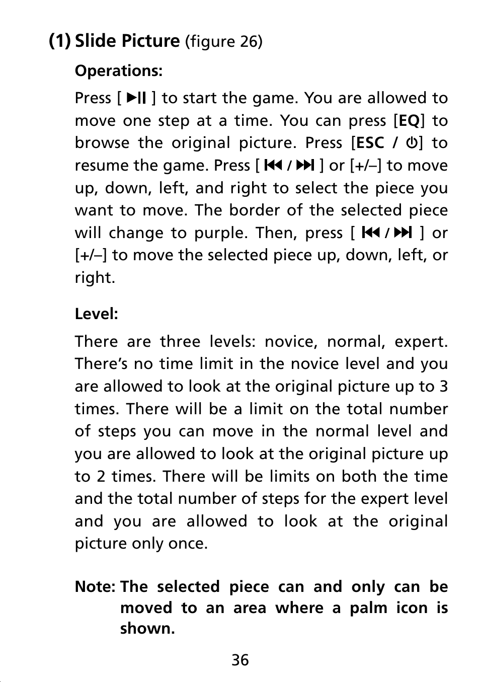 1) slide pictures, Slide picture | Truly electronic Mftg MP313X User Manual | Page 36 / 63