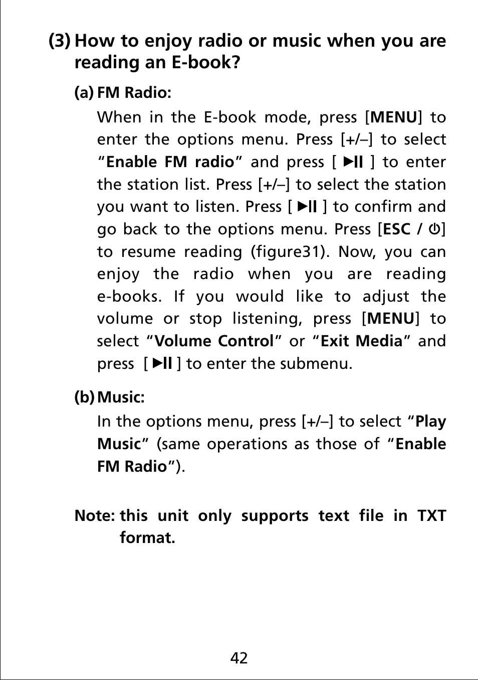 3) how to enjoy radio or music when you | Truly electronic Mftg MP313X User Manual | Page 42 / 63
