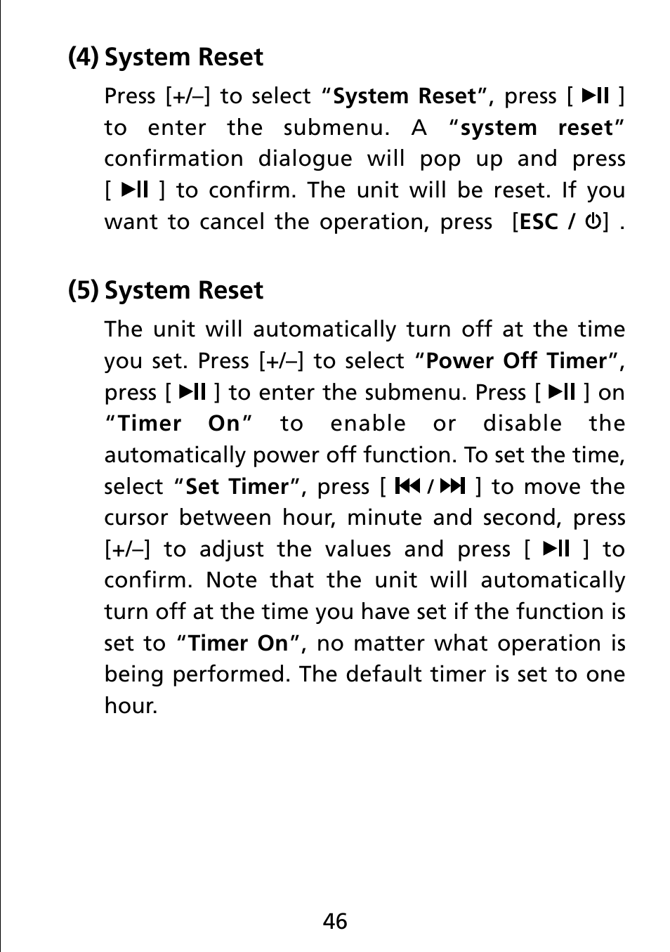 4) system reset, 5) system reset, System reset (4) | System reset (5) | Truly electronic Mftg MP313X User Manual | Page 46 / 63
