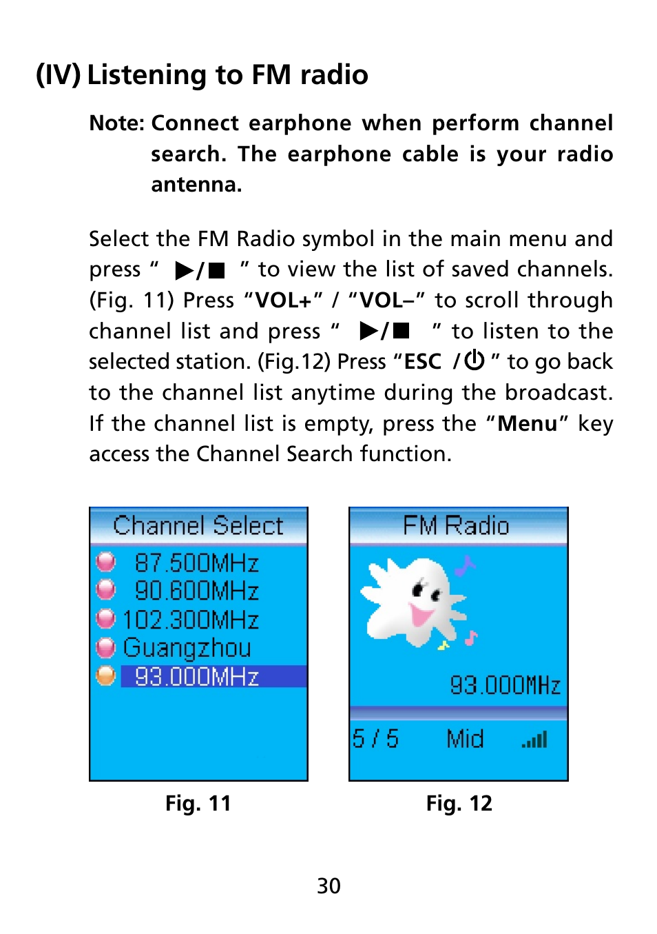 Iv) listening to fm radio, Listening to fm radio (iv) | Truly electronic Mftg Digital Photo & Audio Player User Manual | Page 30 / 74