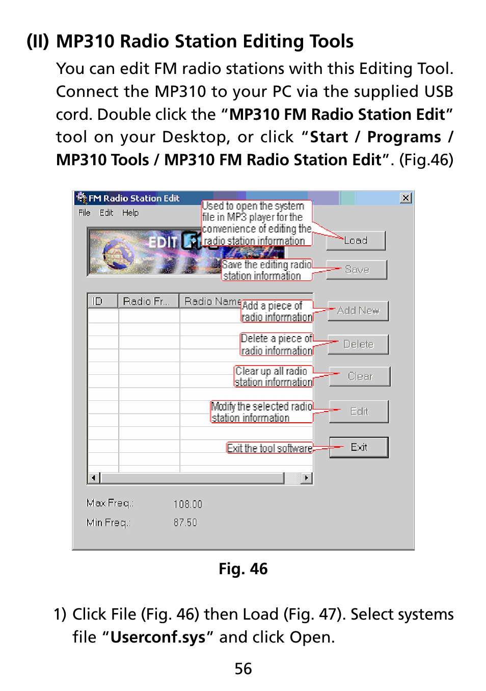 Ii) mp310 radio station editing tools, Mp310 radio station editing tools (ii) | Truly electronic Mftg Digital Photo & Audio Player User Manual | Page 56 / 74