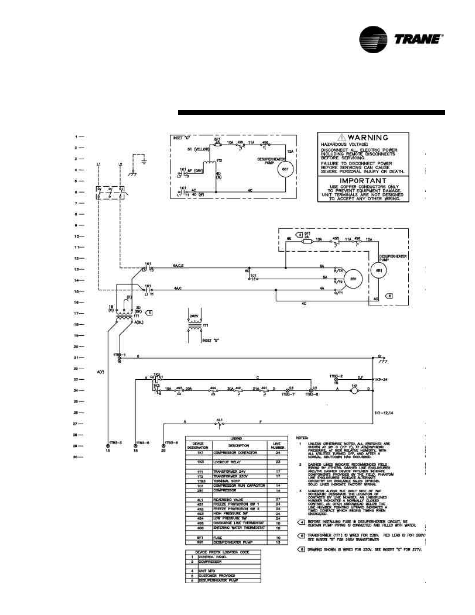 Unit wiring 2-ton through 6-ton equipment | Trane WPWD User Manual | Page 29 / 31