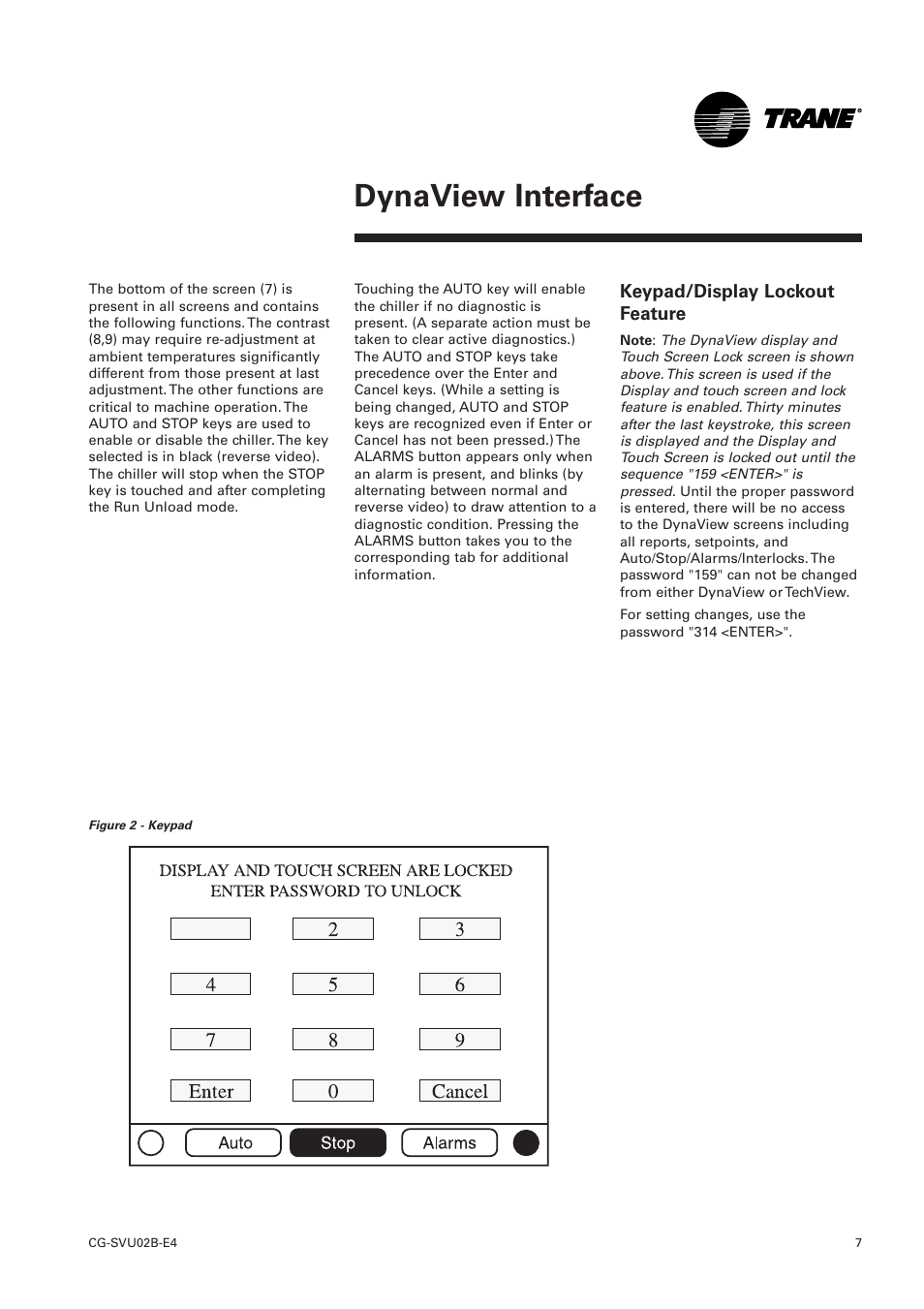 Dynaview interface | Trane CGWN 205-211 User Manual | Page 7 / 36