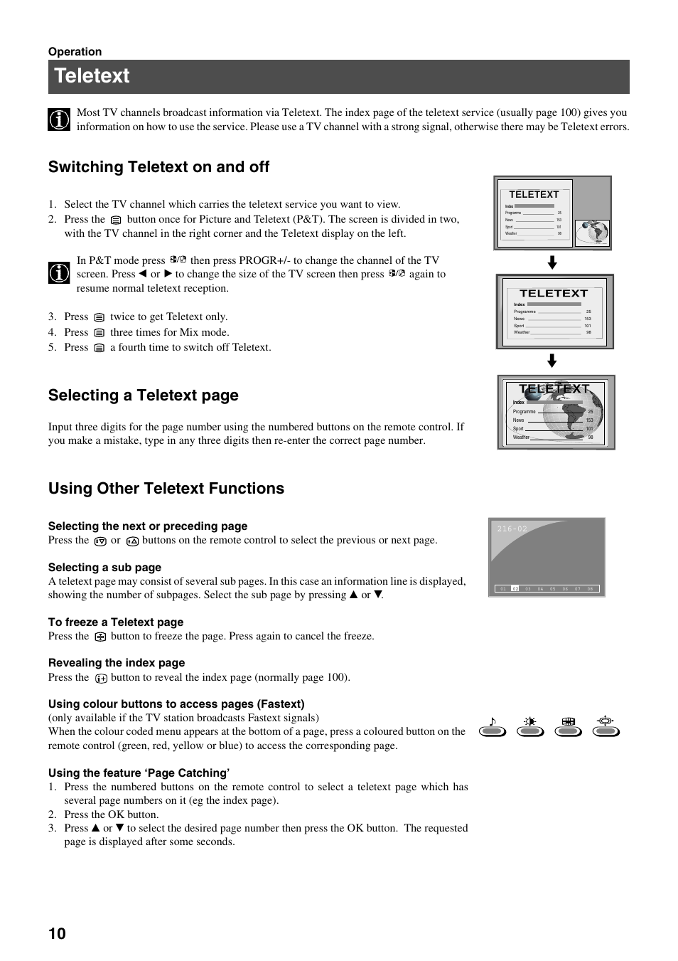 Teletext, Switching teletext on and off, Selecting a teletext page | Using other teletext functions | Sony KV-29FQ75K User Manual | Page 14 / 160