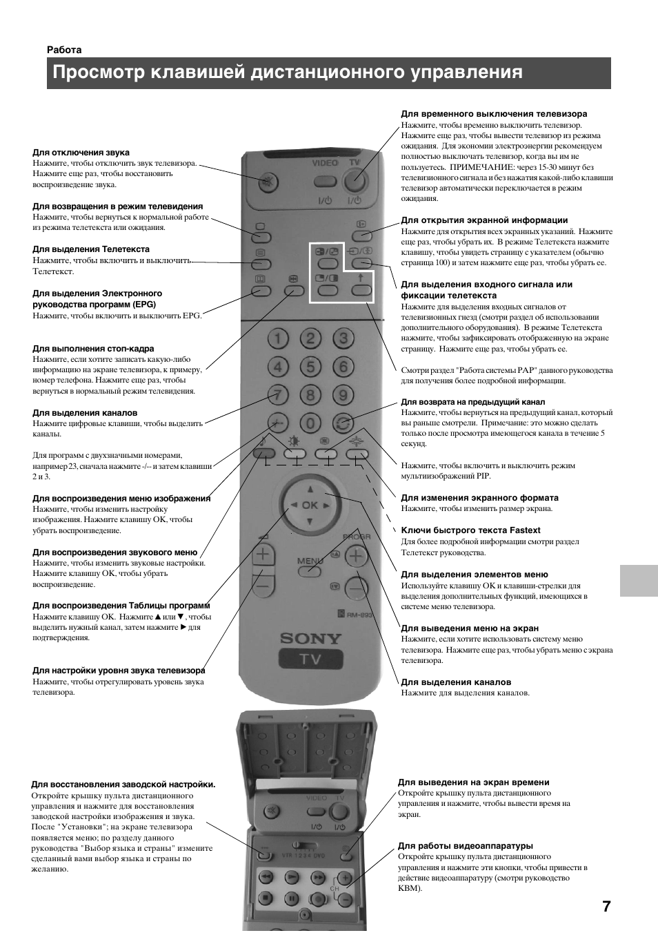 Просмотр клавишей дистанционного управления | Sony KV-29FQ75K User Manual | Page 141 / 160