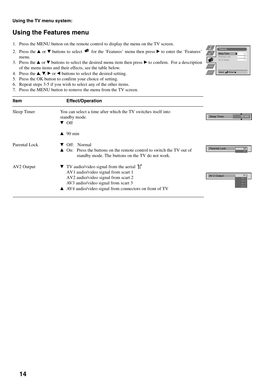 Using the features menu | Sony KV-29FQ75K User Manual | Page 18 / 160