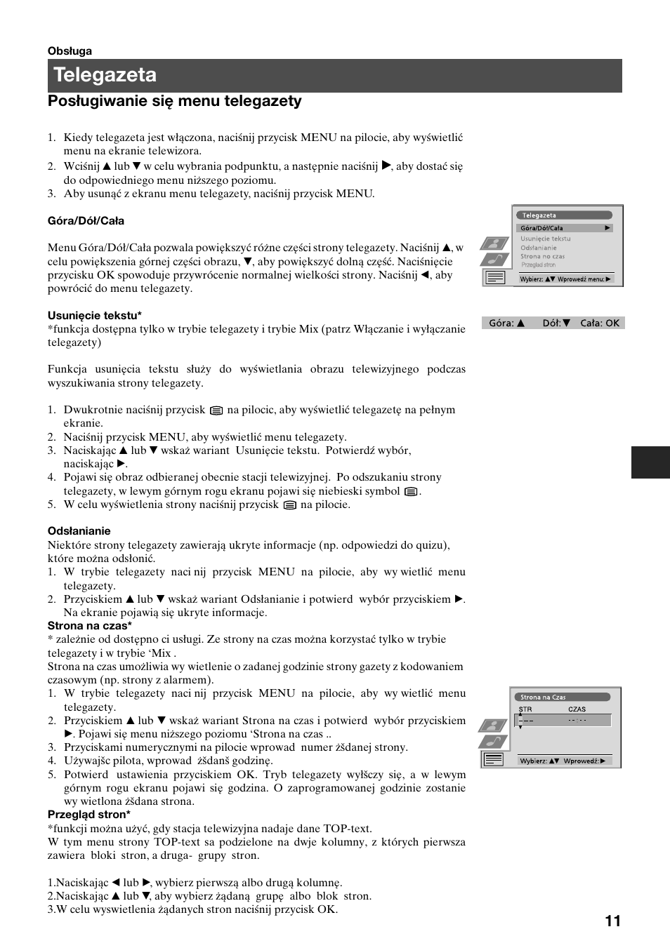 Telegazeta, Posługiwanie się menu telegazety | Sony KV-29FQ75K User Manual | Page 41 / 160