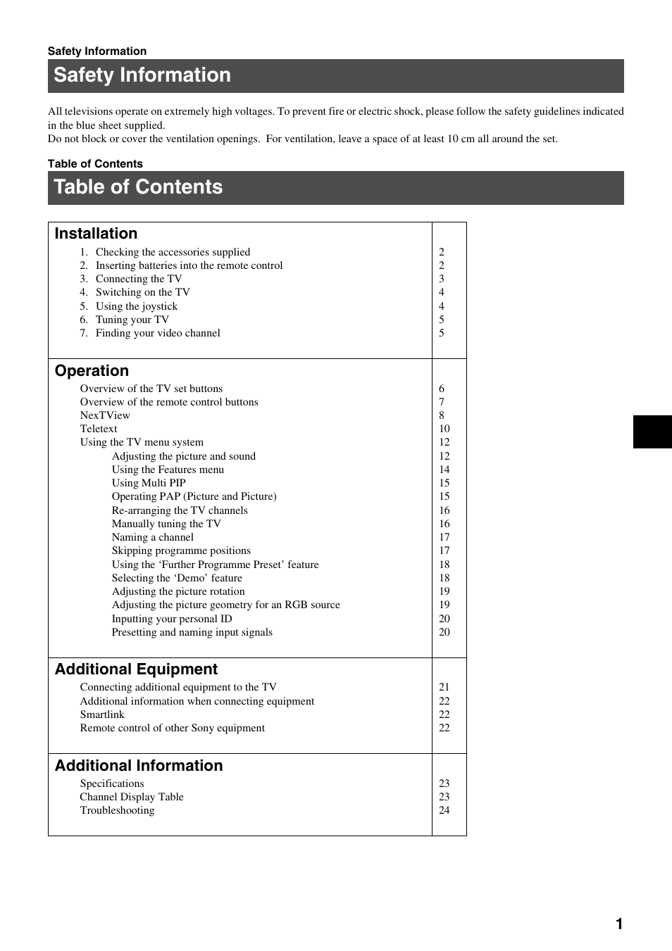 Sony KV-29FQ75K User Manual | Page 5 / 160