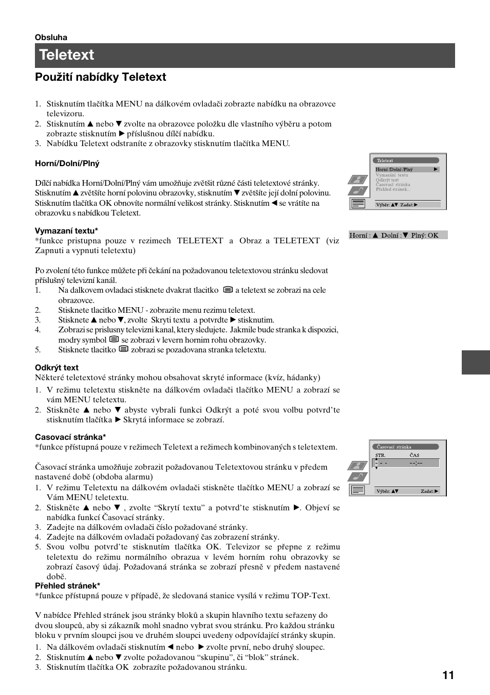 Teletext, Použití nabídky teletext | Sony KV-29FQ75K User Manual | Page 67 / 160