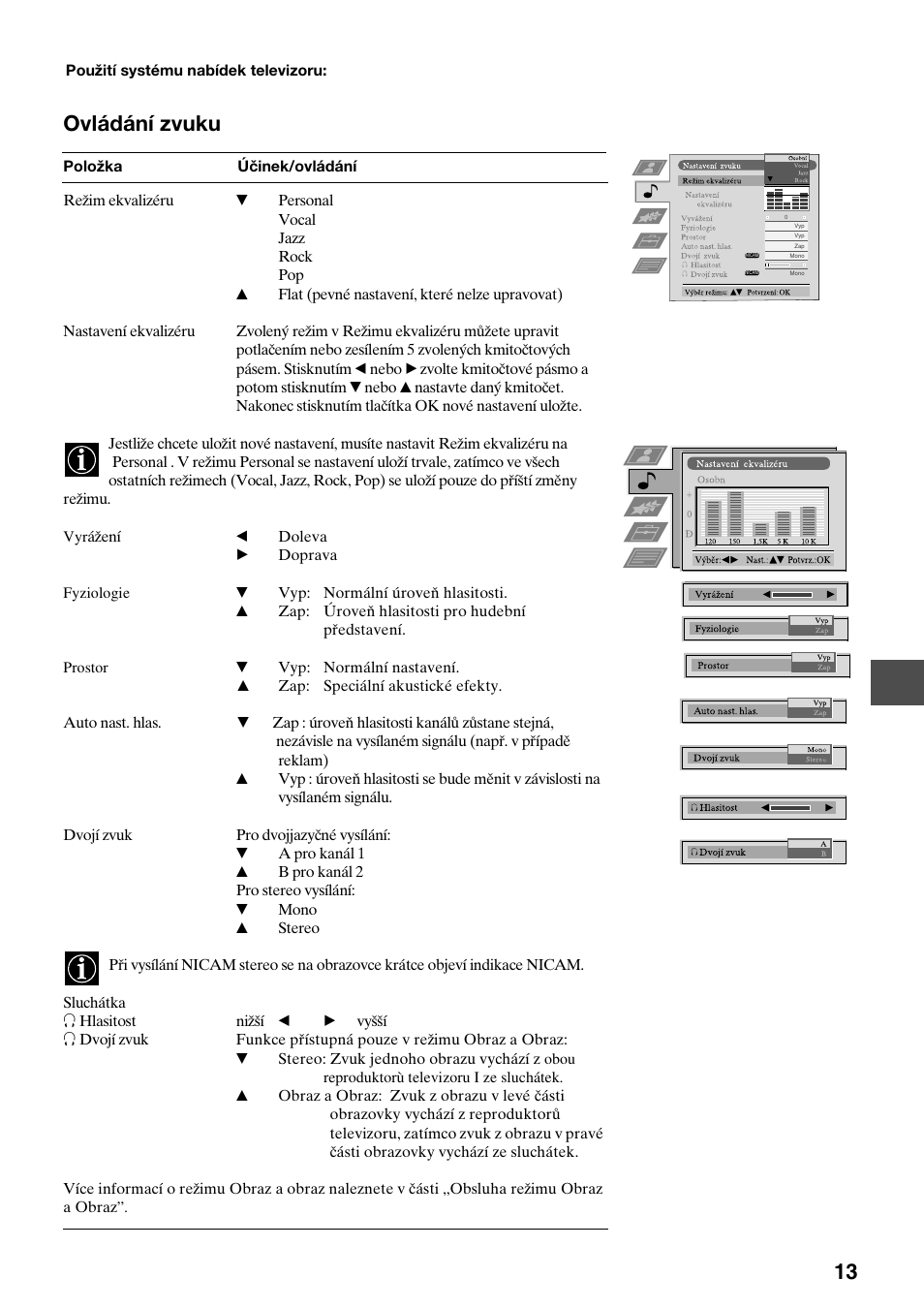 13 ovládání zvuku | Sony KV-29FQ75K User Manual | Page 69 / 160