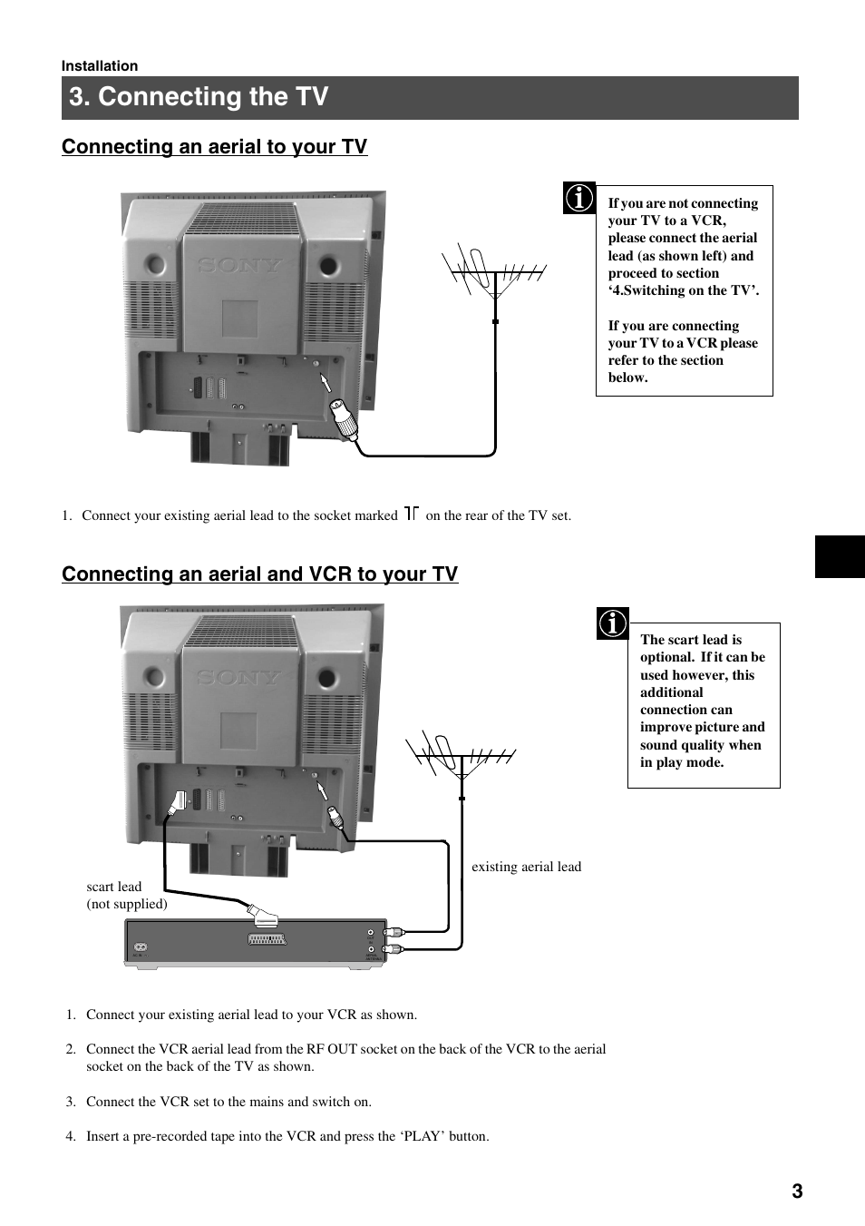 Connecting the tv | Sony KV-29FQ75K User Manual | Page 7 / 160