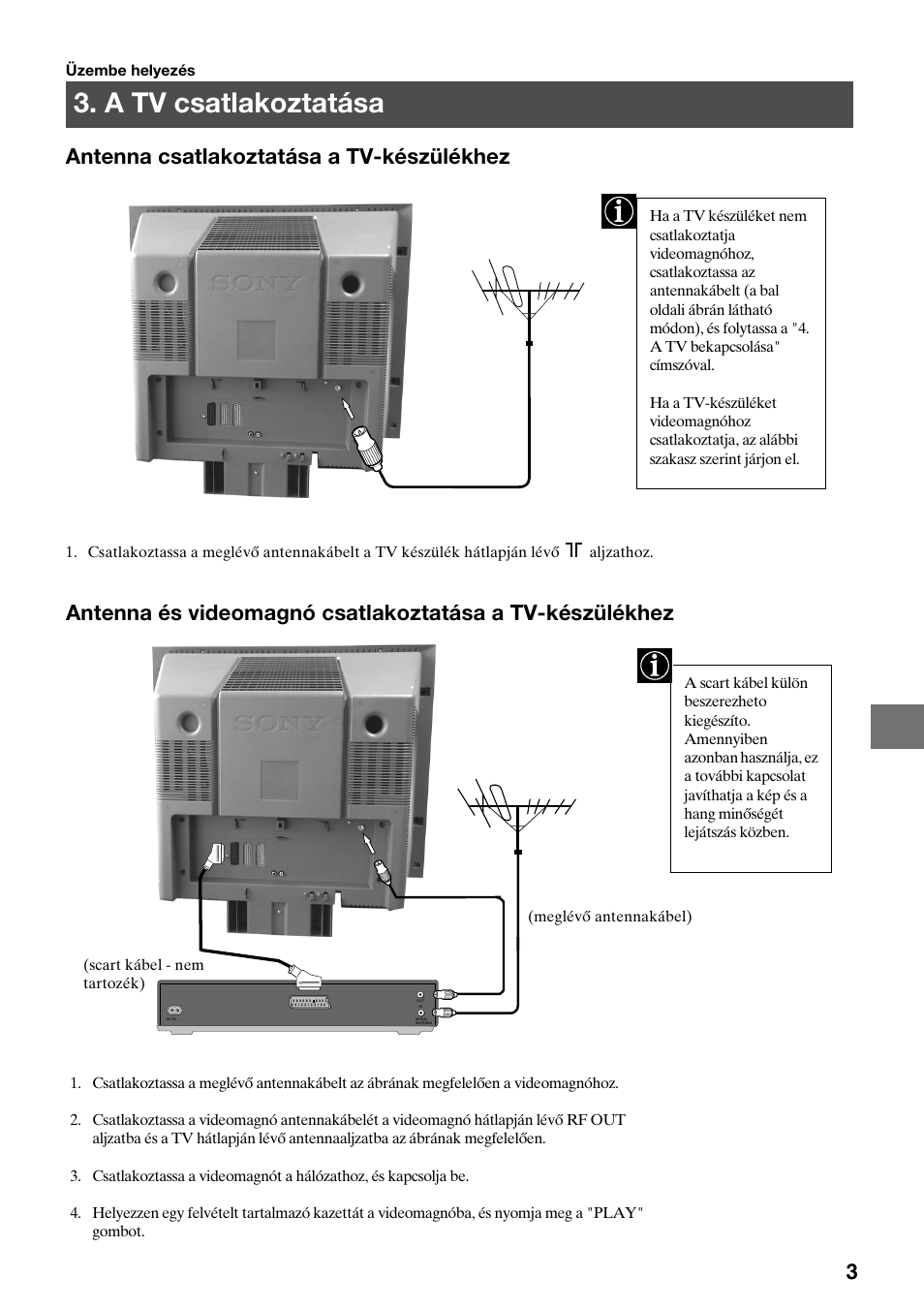 A tv csatlakoztatása | Sony KV-29FQ75K User Manual | Page 85 / 160