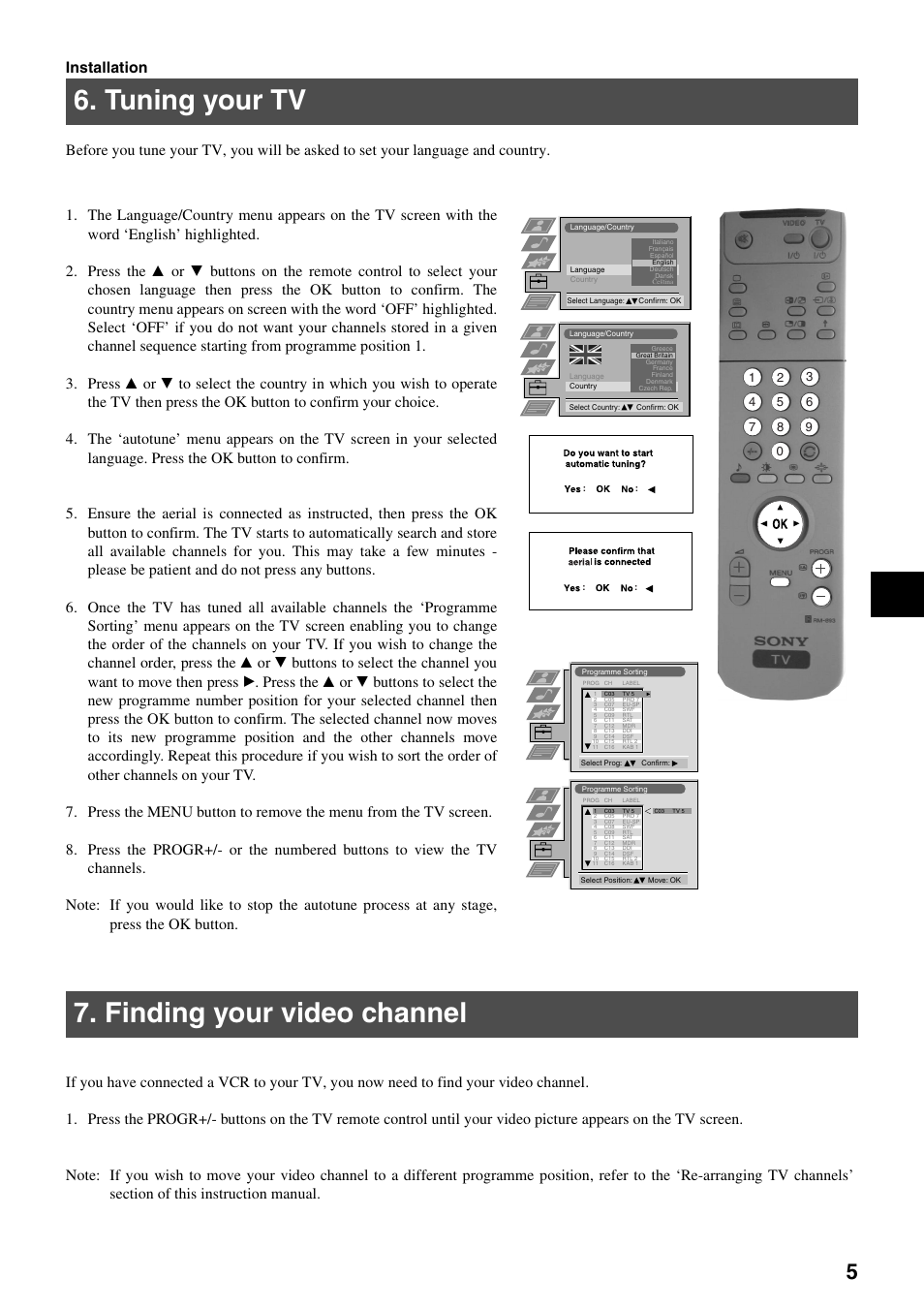 Tuning your tv, Finding your video channel | Sony KV-29FQ75K User Manual | Page 9 / 160