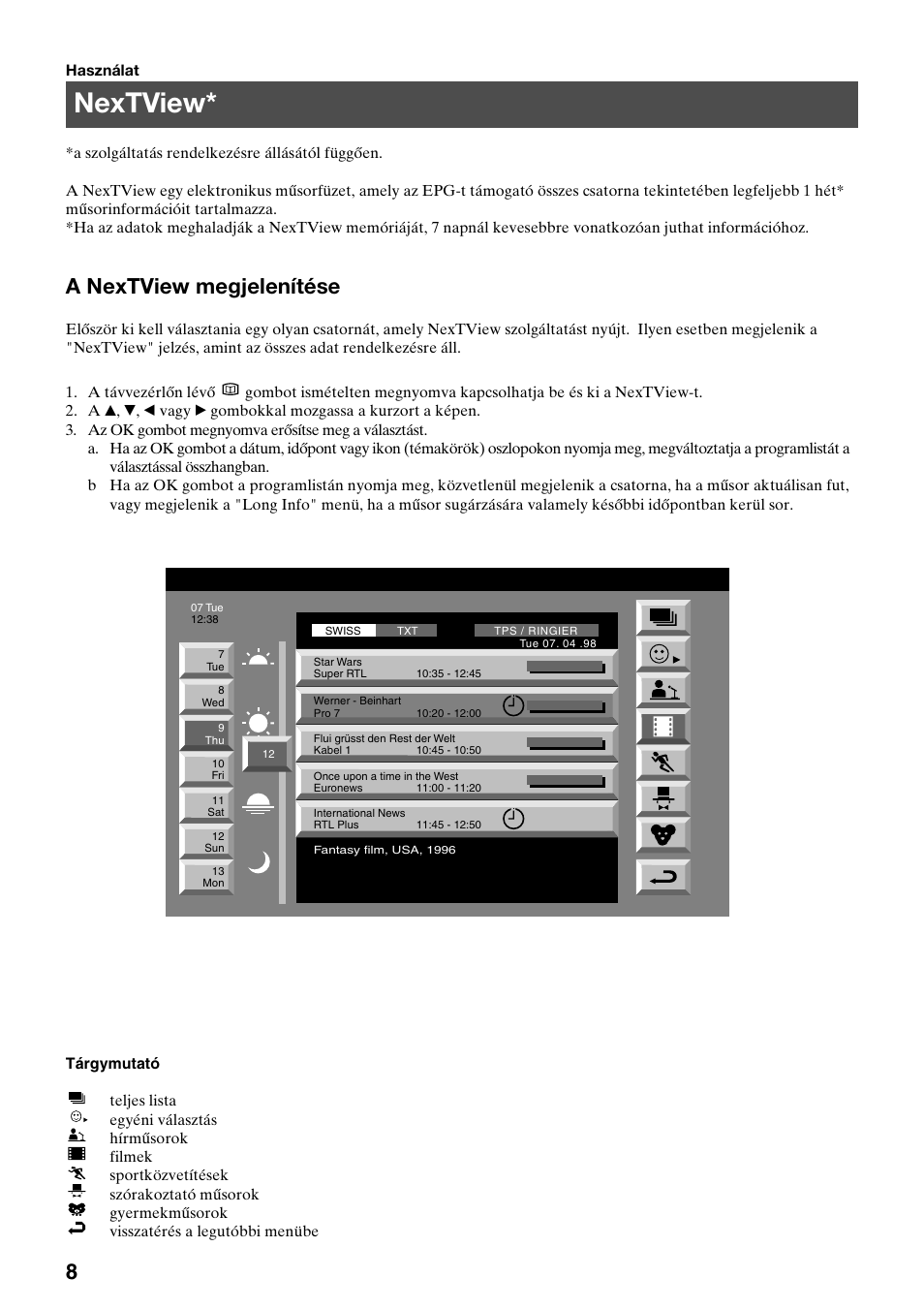 Nextview, A nextview megjelenítése | Sony KV-29FQ75K User Manual | Page 90 / 160