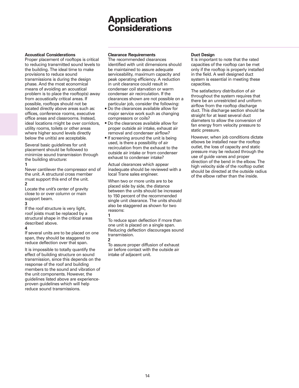 Application considerations | Trane RT-DS-10 User Manual | Page 14 / 44