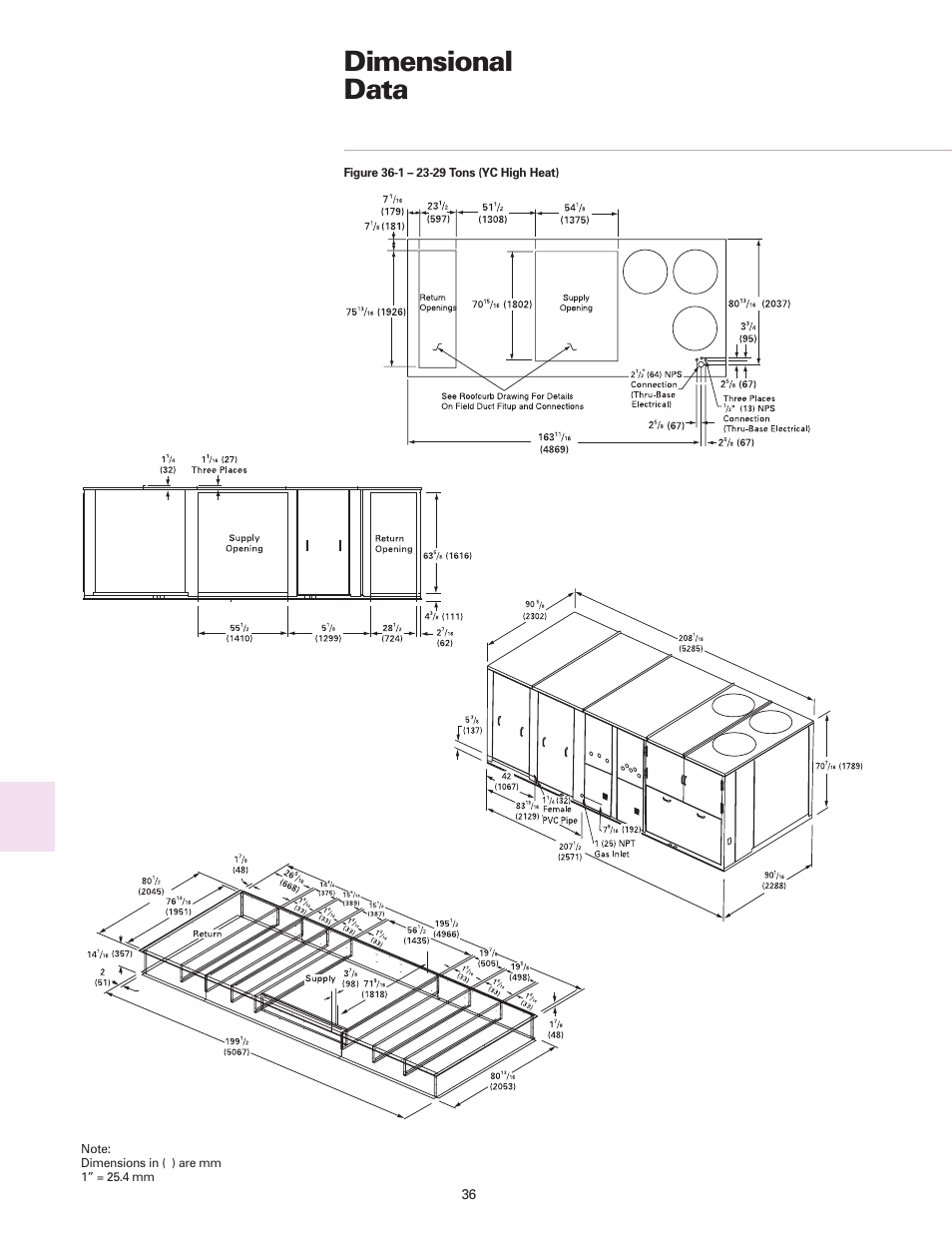 Dimensional data | Trane RT-DS-10 User Manual | Page 36 / 44