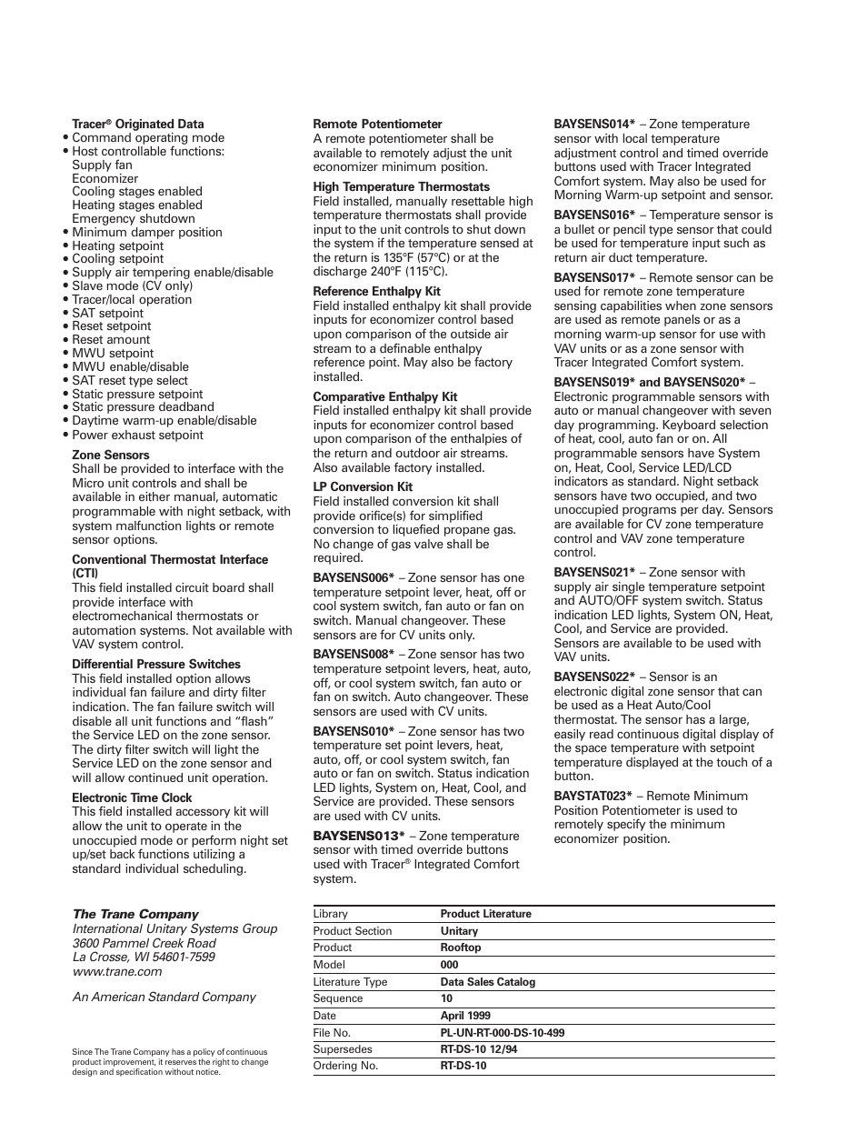 Trane RT-DS-10 User Manual | Page 44 / 44