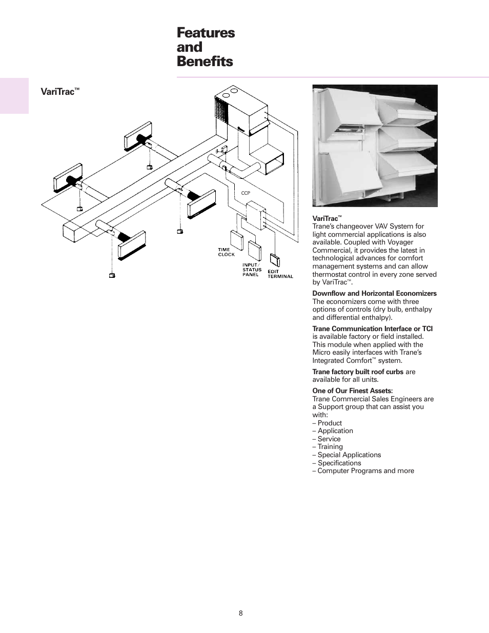 Features and benefits, Varitrac | Trane RT-DS-10 User Manual | Page 8 / 44