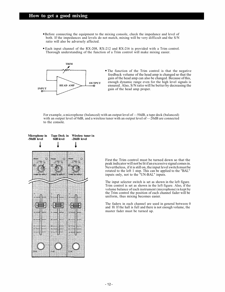 How to get a good mixing | Trane RX-212 User Manual | Page 12 / 19