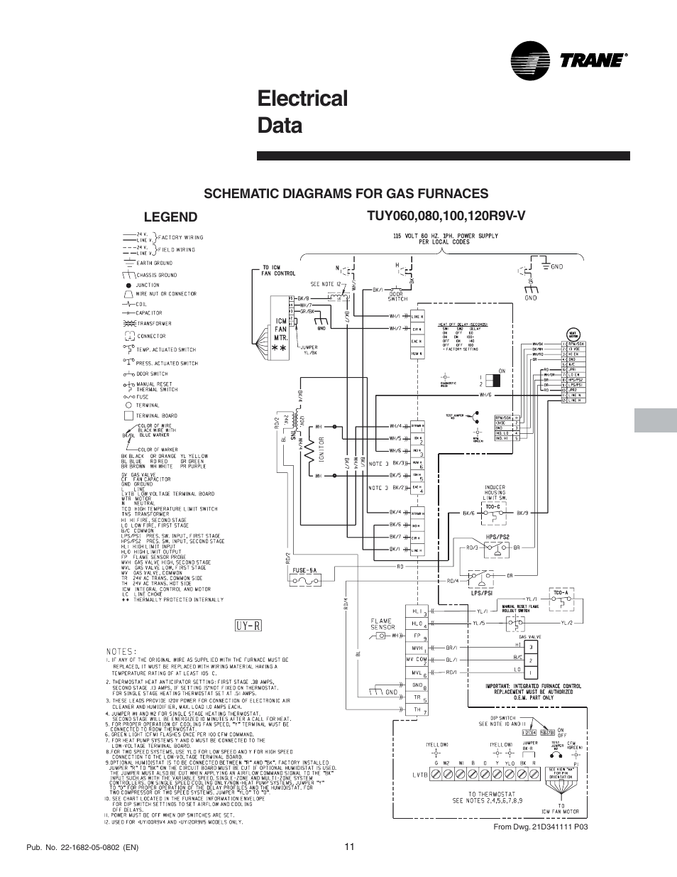 Electrical data | Trane XV 90 User Manual | Page 11 / 16