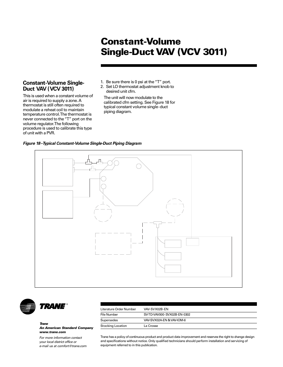 Constant-volume single-duct vav (vcv 3011), Constant-volume single- duct vav ( vcv 3011) | Trane VAV-SVX02B-EN User Manual | Page 16 / 16