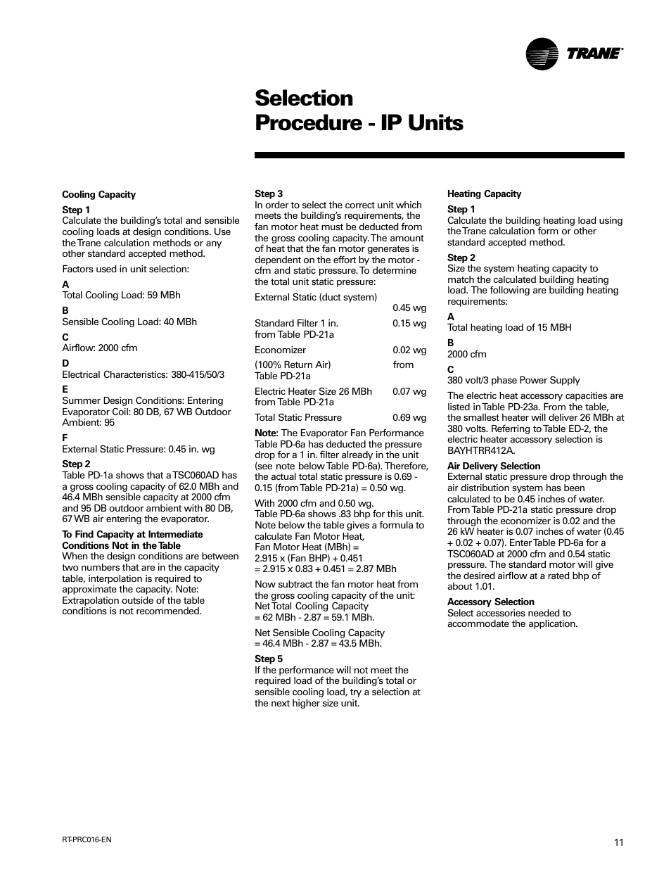 Selection procedure - ip units | Trane TSC060-120 User Manual | Page 11 / 48