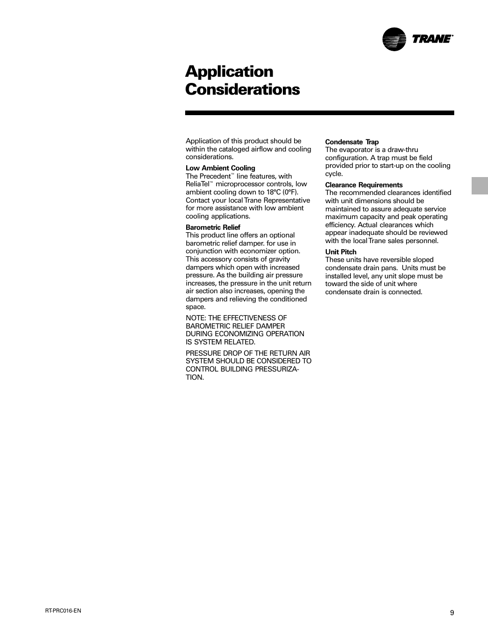 Application considerations | Trane TSC060-120 User Manual | Page 9 / 48