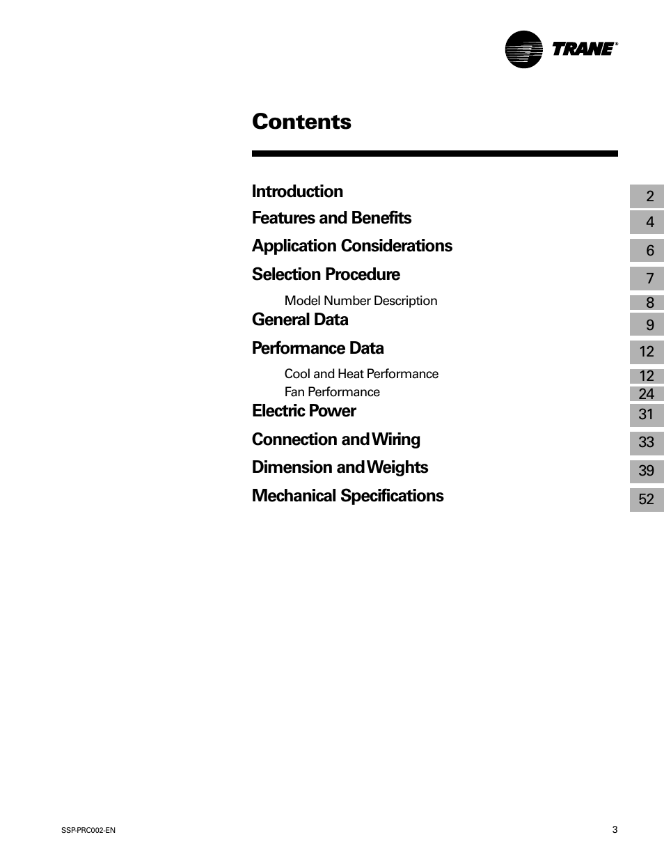 Trane TWE200B User Manual | Page 3 / 56