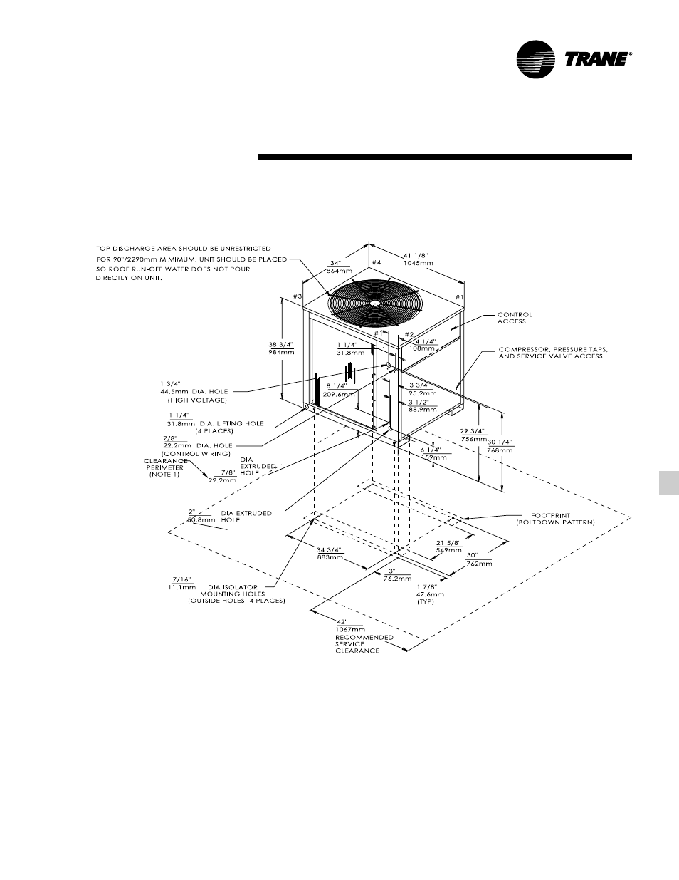 Dimensional data, Heat pump) dimensional data | Trane TWE200B User Manual | Page 39 / 56