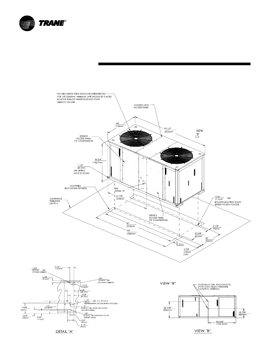 Heat pump) dimensional data | Trane TWE200B User Manual | Page 42 / 56